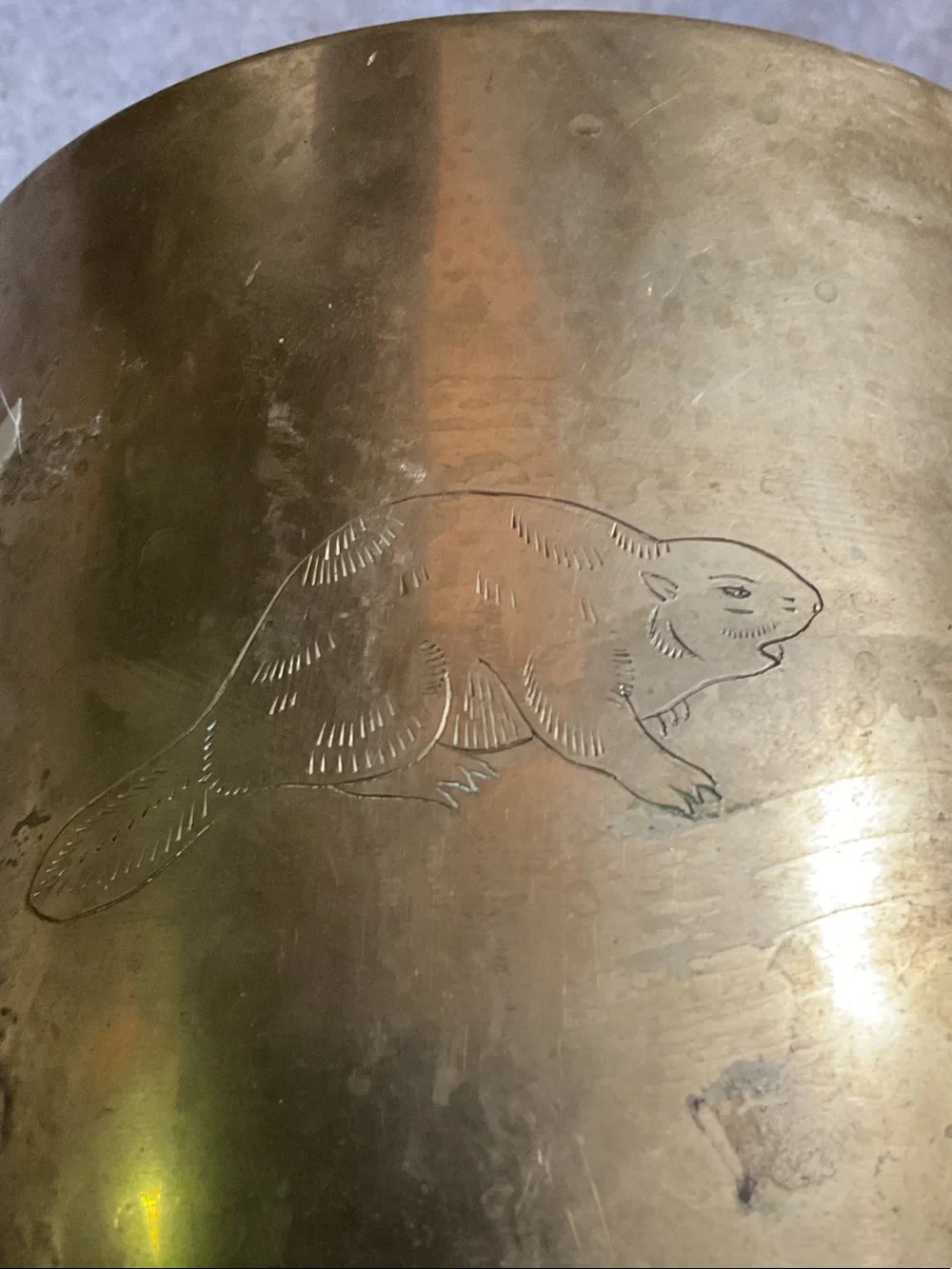 Vintage Brass Two-Handled Trophy Vase with Patina